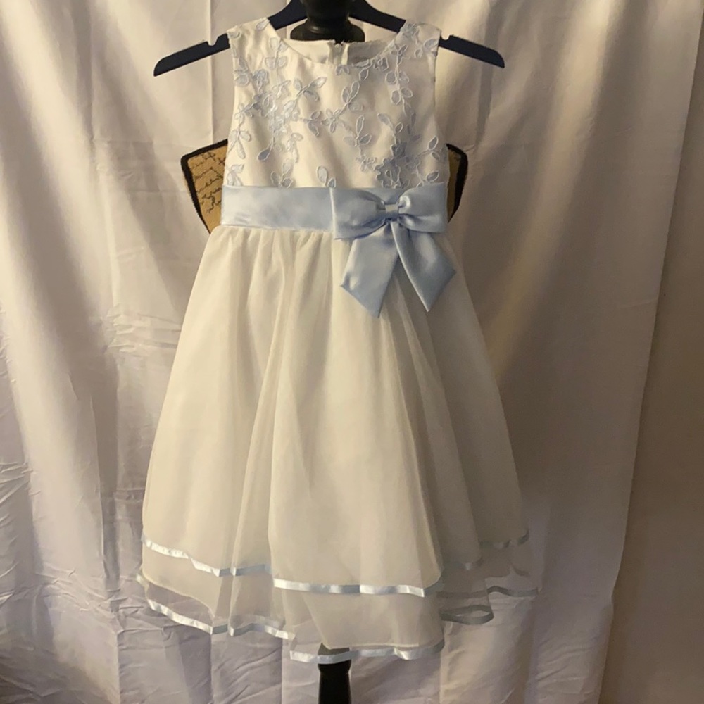 Blue and white dress